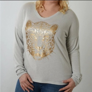 Cheetah Top - Light Grey